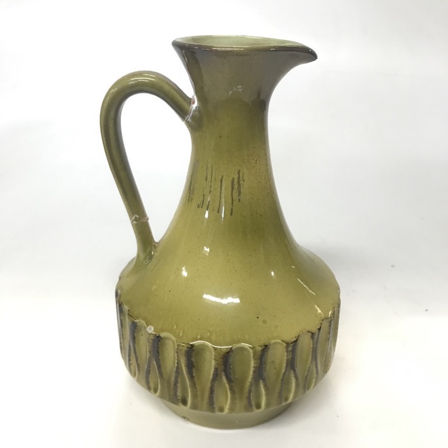 VASE, German Pottery - Mustard Green Jug